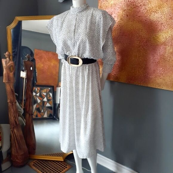 NWT Zara Ditsy Dot Midi Dress - Picture 1 of 14